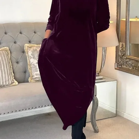 

Новое элегантное длинное платье с круглым вырезом для похудения, коллекция Весна 2026