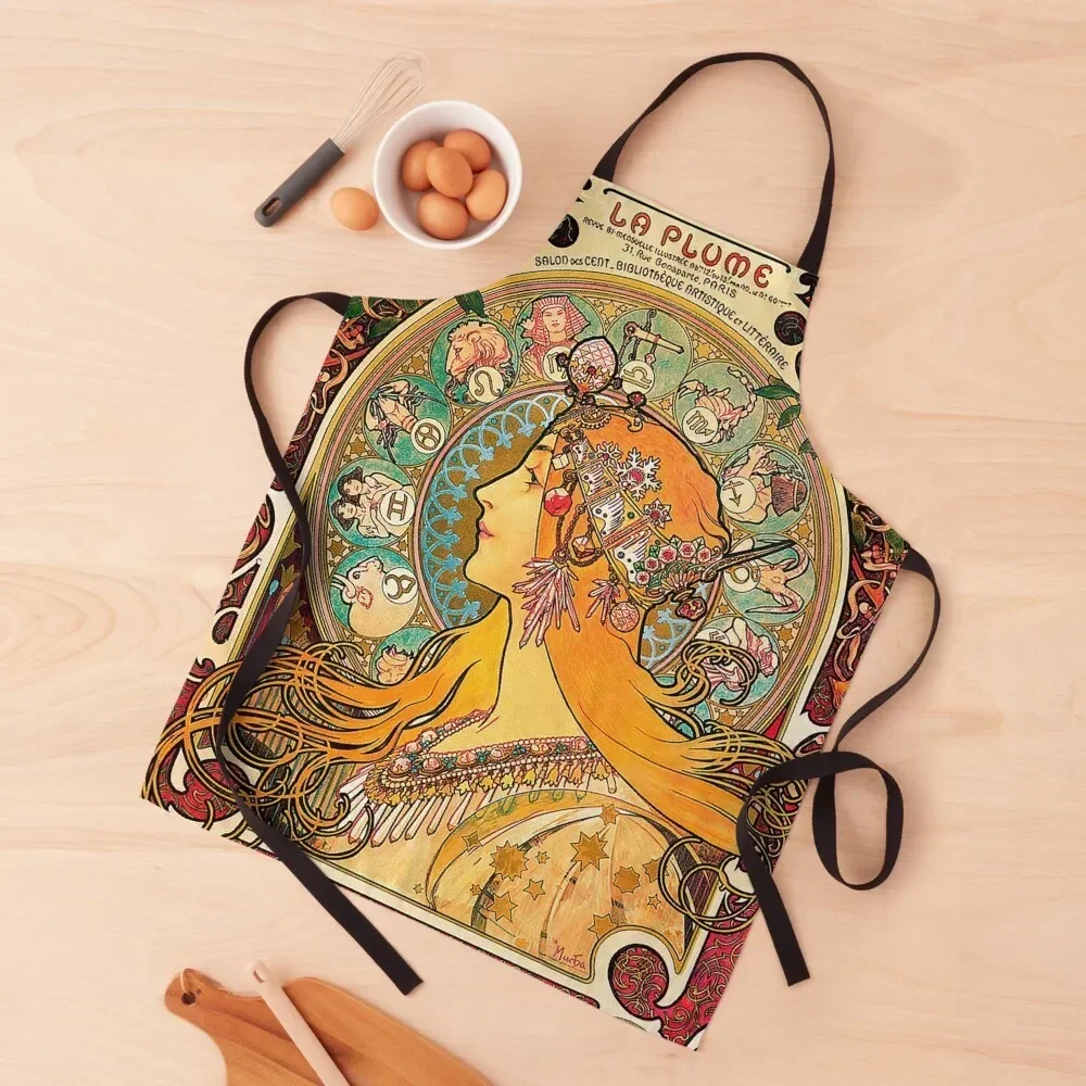 

HD. Zodiac (Original version), by Alphonse Mucha (1896) HIGH DEFINITION Apron Kitchen Supplies Idea Goods Kitchen Tools Apron