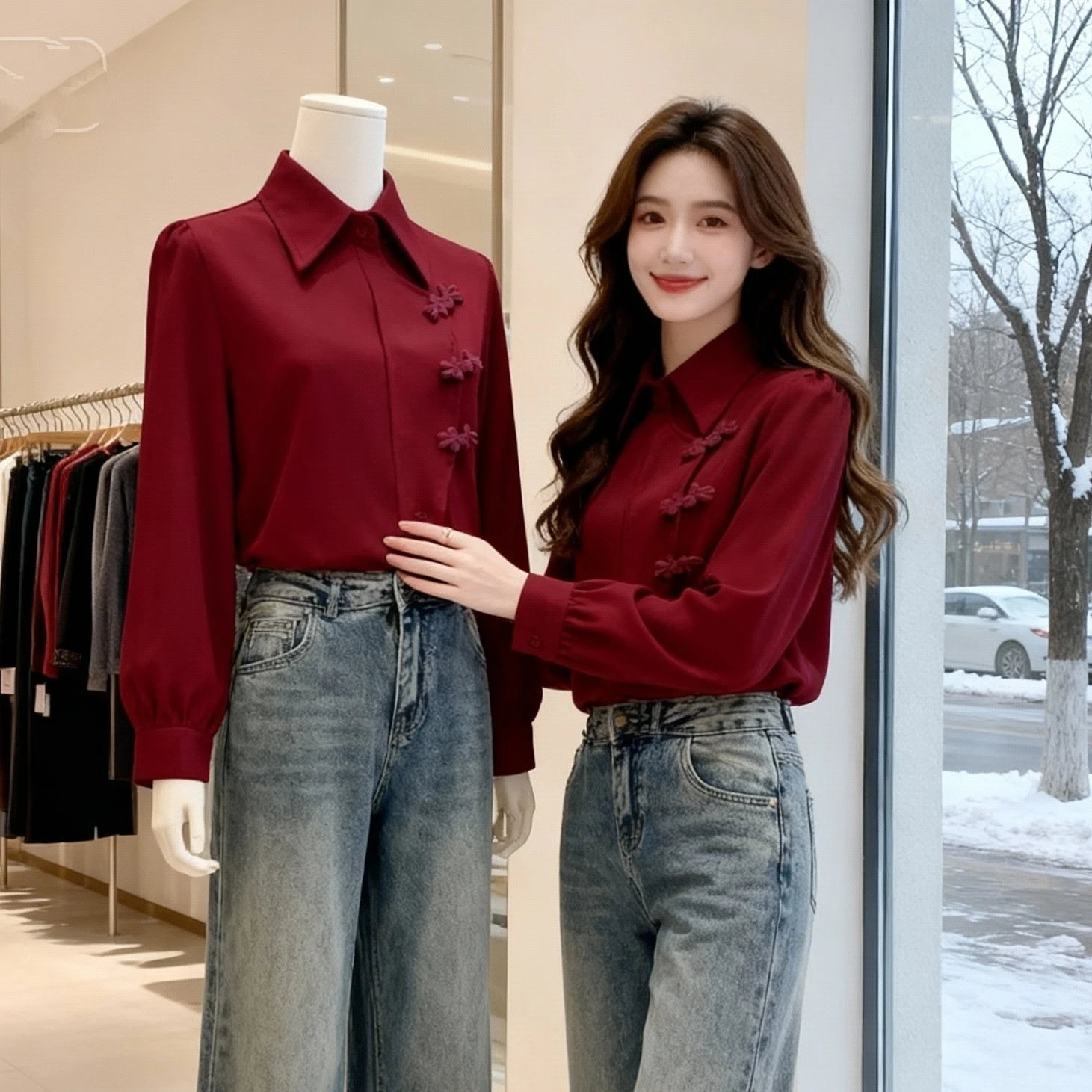 

Новый китайский женский топ на пуговицах irt, весенне-осенний модный топ в стиле ретро, высококачественный свободный крой с длинным воротником све