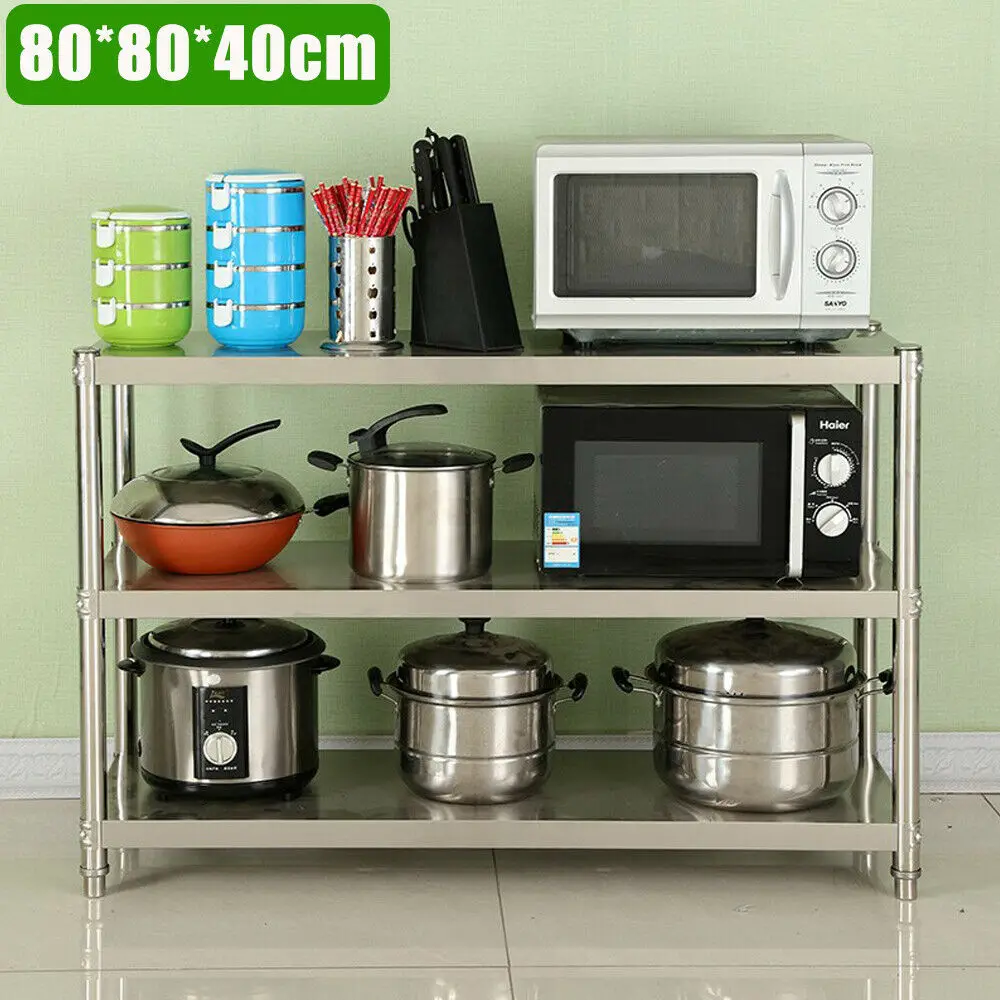 3/4 Thickened Stainless Steel Multi Sstory Kitchen Storage Rack Household Sorting Microwave Storage Shelf Heavy Duty