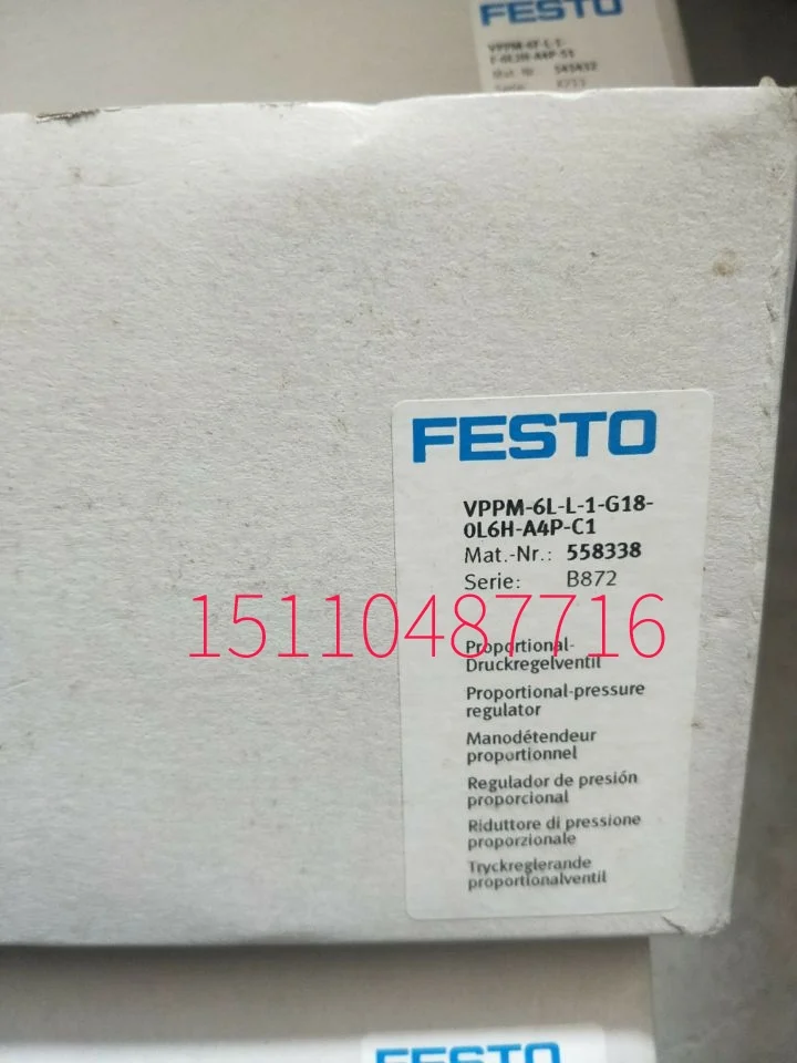 

FESTO Festo Proportional Valve Vppm-6l-l-1-g18-0l6h-a4p-c1558338 In Stock.