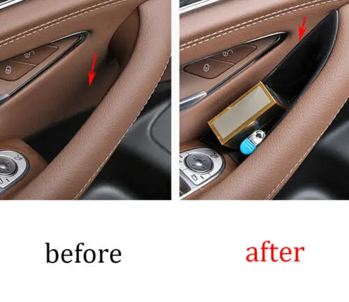 For Mercedes Benz E Class W213 2016-2021 ABS Car Door Storage Box Door Armrest Handle Cell Phone Container Tray Auto Accessories
