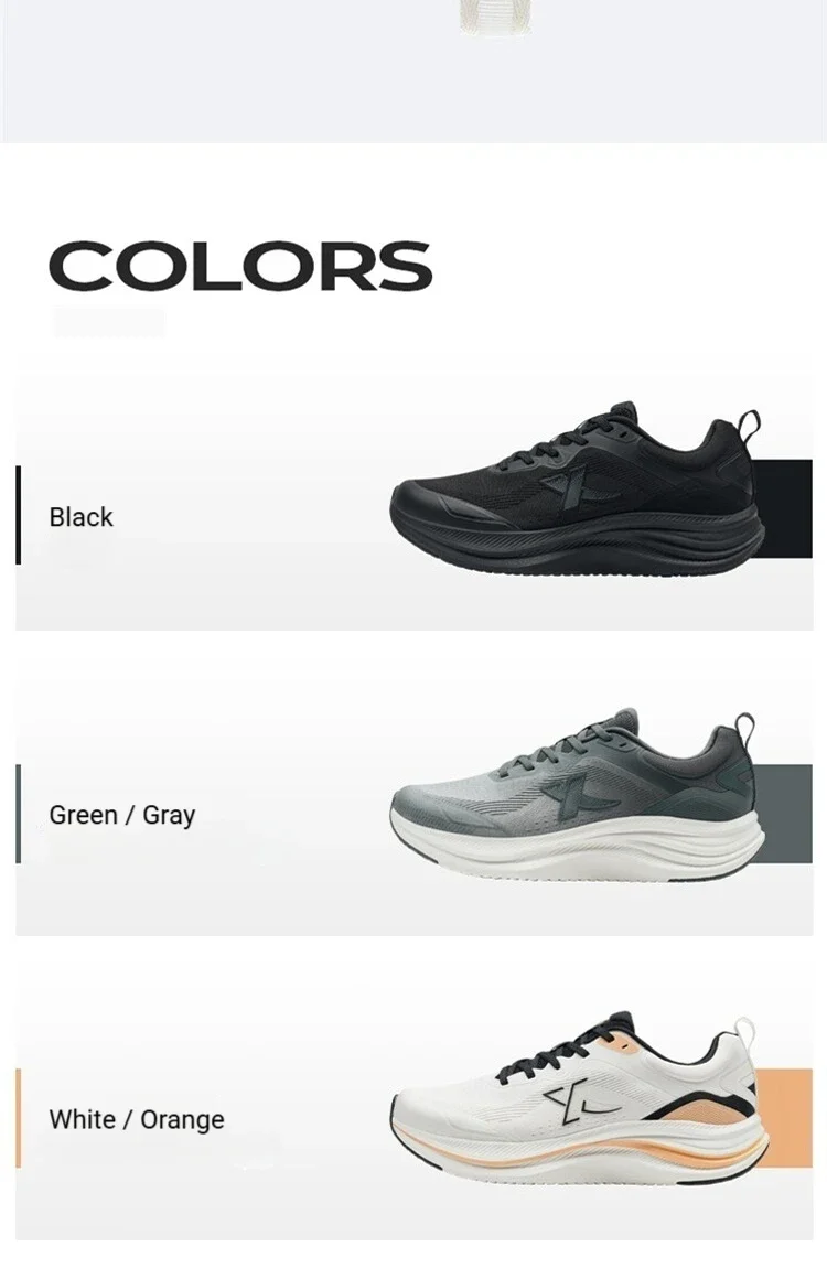 Xtep Qing Yun Go Male's Comfortable Cushioned Rebound Breathable Anti-Slip Durability Comfort Running Shoes 974219110025