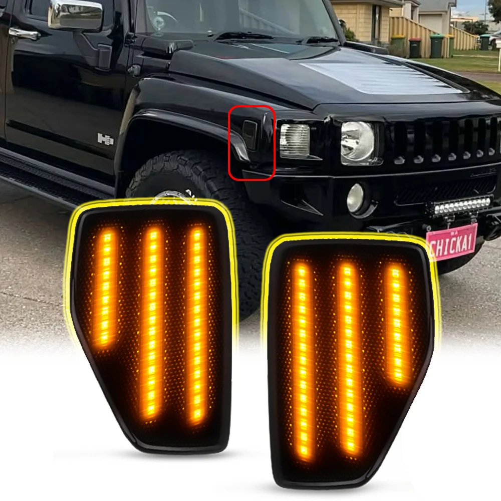 For Hummer H3 2006-2010 Hummer H3T 2009-2010 Front Fender LED Side Marker Turn Signal Light Smoked Lens OEM#15249366