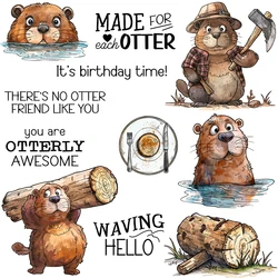 Mangocraft Cute Cartoon Otter Cutting Dies Clear Stamp DIY Scrapbooking Supplies Metal Dies Silicone Stamp Cards Albumy Decor