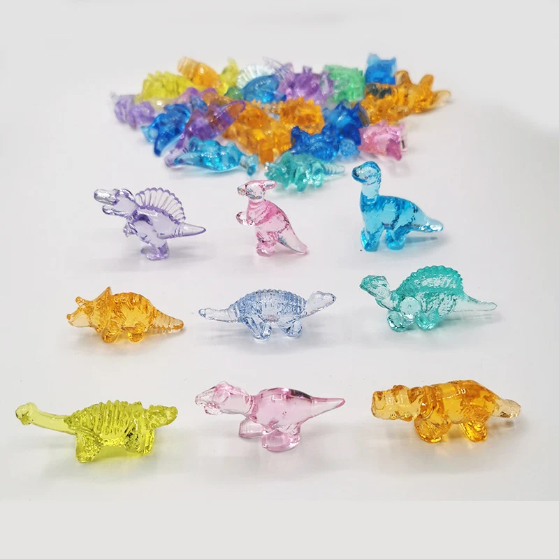 Juguete de dinosaurios acrílicos de 12 piezas para niños, juguetes de gemas acrílicas DIY, juguetes de decoración de animales coloridos para fiestas, manualidades de dinosaurios