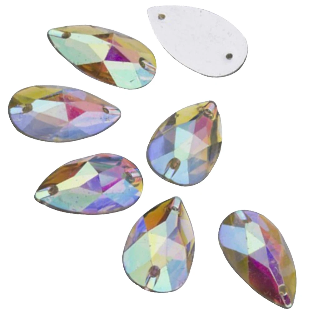 

50pcs Drop Drills Flat Back Resin Embellishments Rhinestones Teardrop Pearls Crystal for Costume Halloween Cosplay