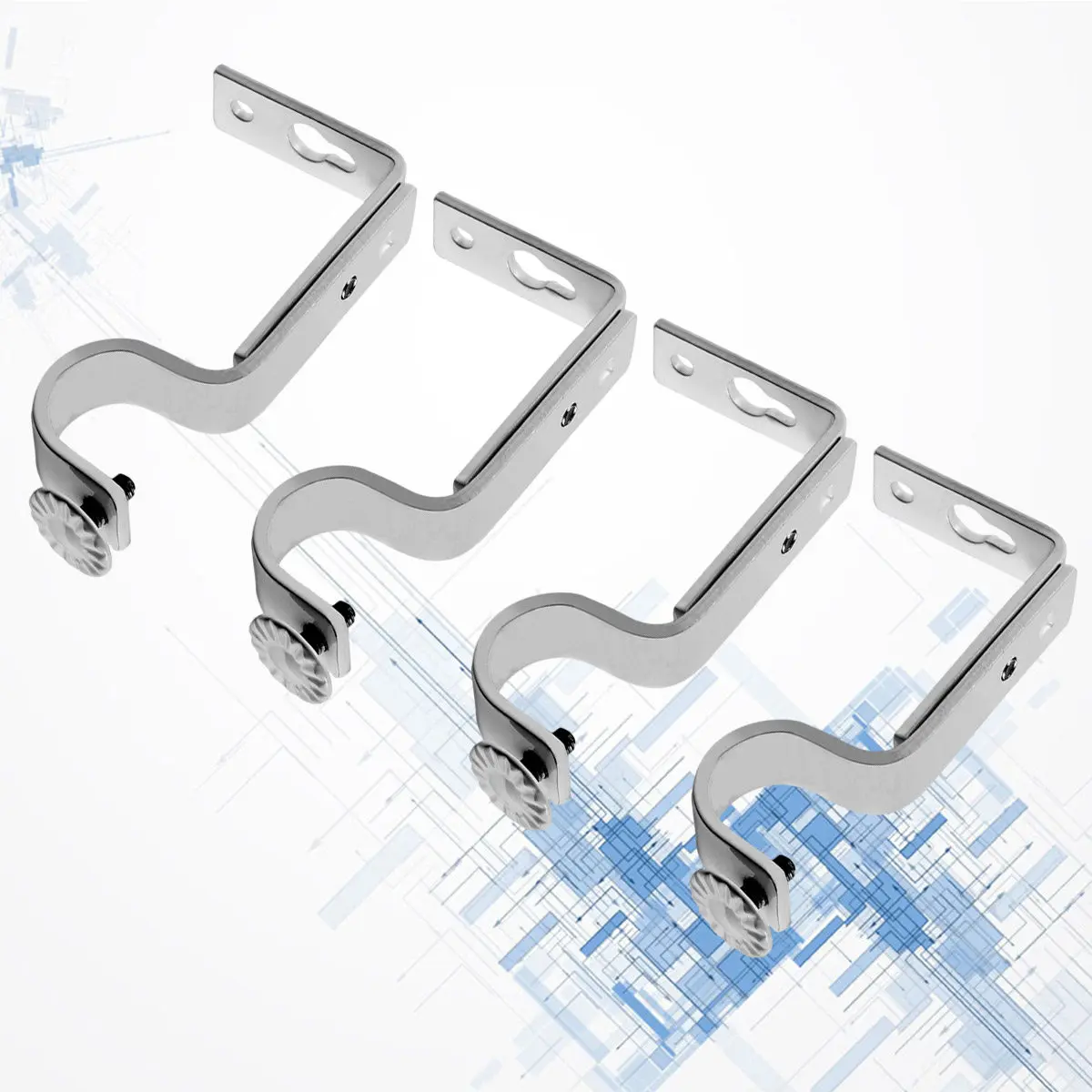 2Pair Solid Iron Curtain Rod Bracket Rust Resistant Simple Elegance Home Interior Decor Drapery Pole Holder 18-22Mm Diameter
