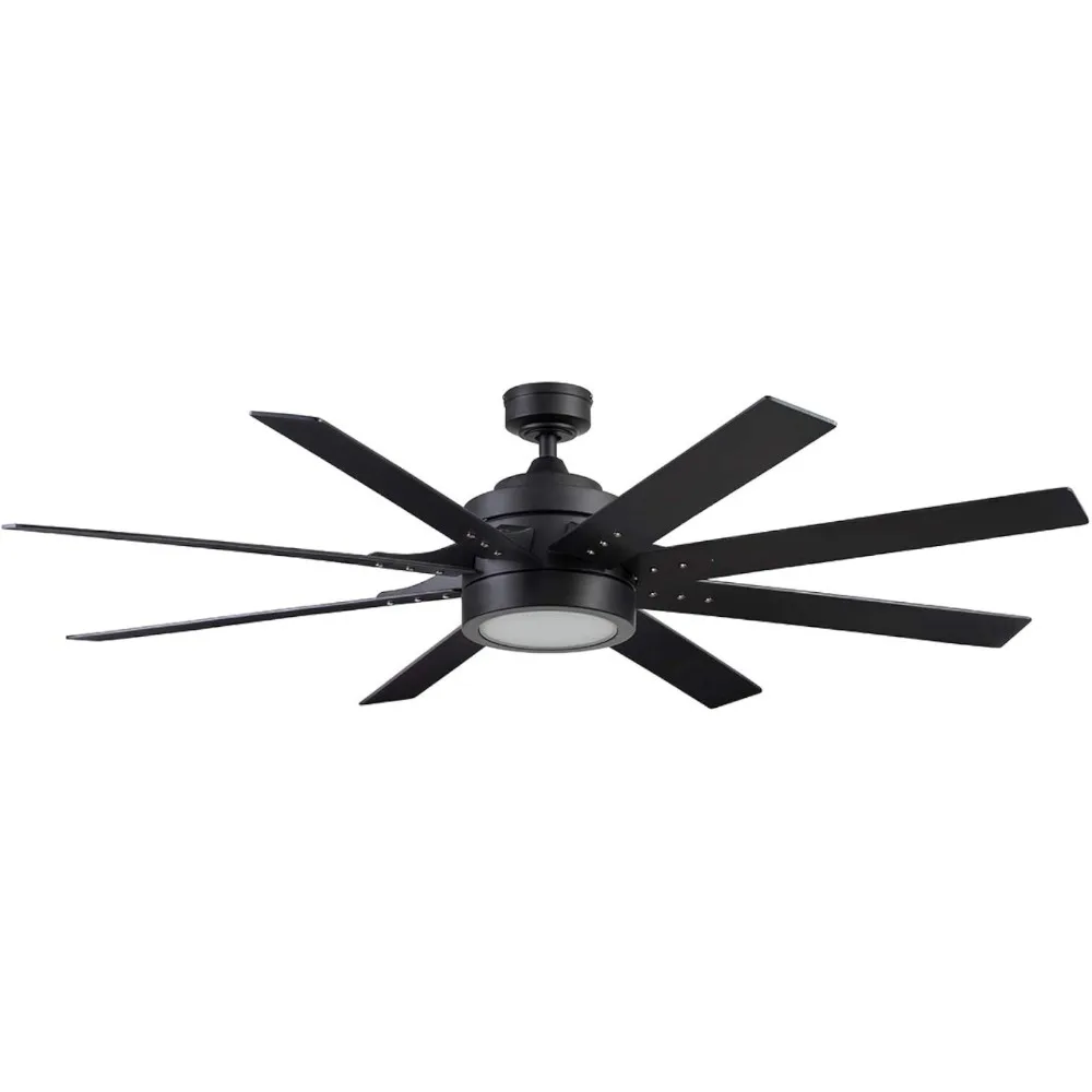 

62 Inch Contemporary LED Ceiling Fan with Light and Remote Control, 8 Blades with Dual Finish, Reversible Motor - (Matte Black)