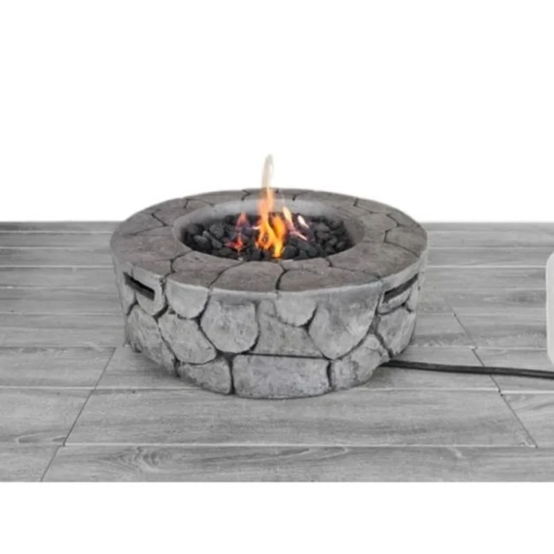 

9" H x 28" W Concrete Outdoor Fire Pit, Stone Gray