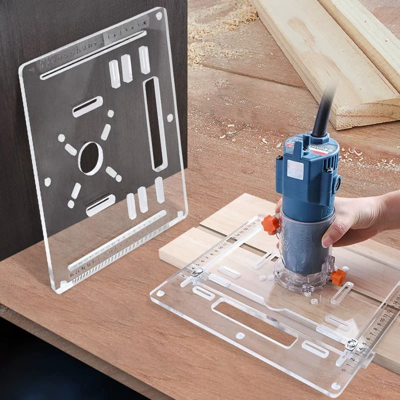 Acrylic cutting machine baseplate trimming machine baseplate ruler woodworking special flip-chip plate adjustable slotting mold