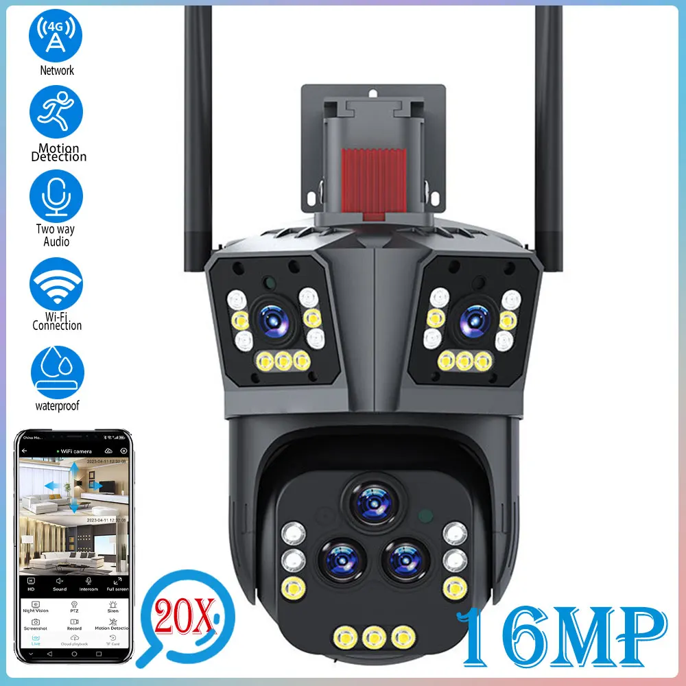 

16MP WiFi 20X zoom five-lens camera outdoor IP67 waterproof security protection mobile body detection CCTV monitoring cameras