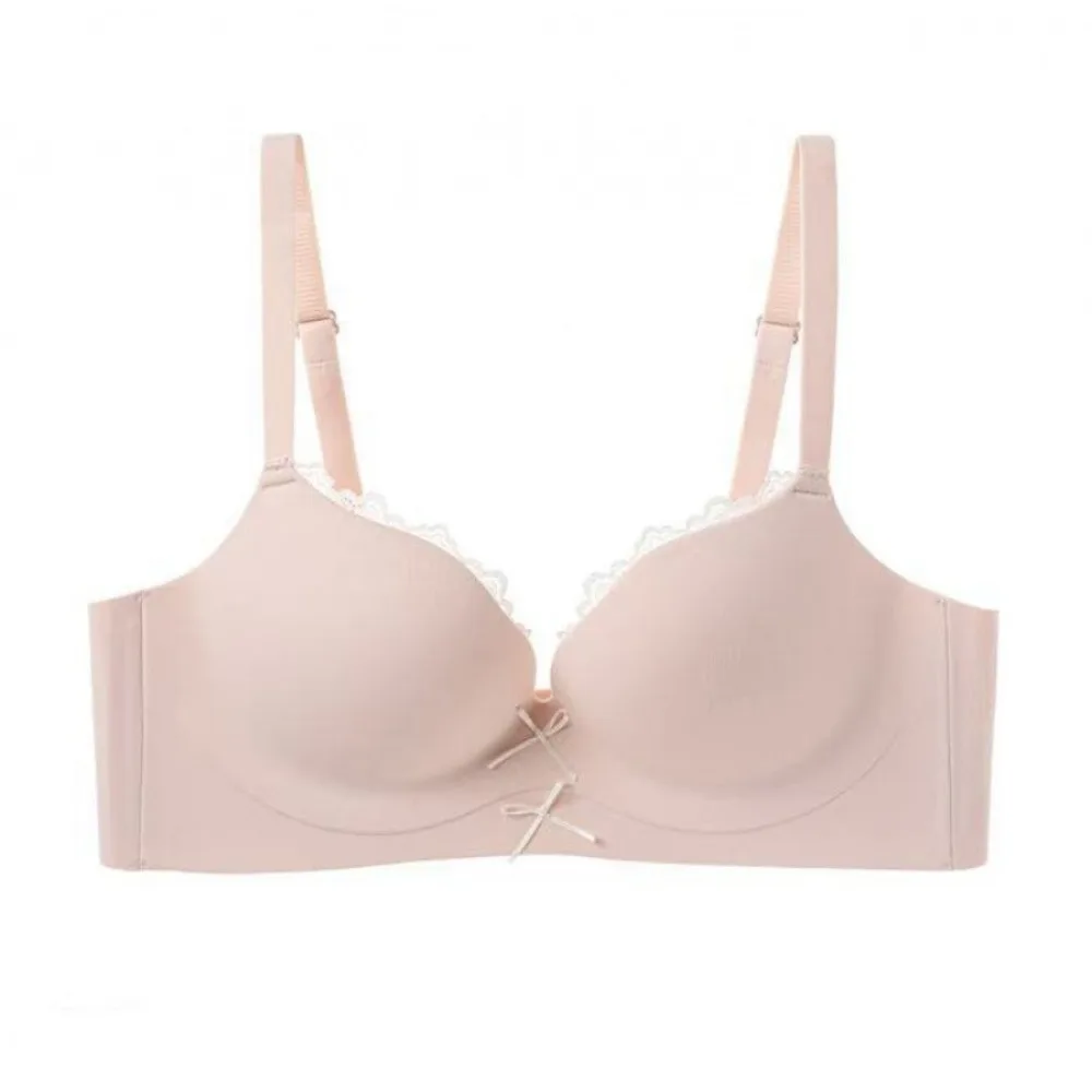 

Fashion Bowknot Lace Wireless Bra Deep V Push Up Underwear for Women Shockproof Lingerie Seamless Bra Girls