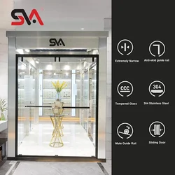 Bathroom SVA-5044 One-shaped Stainless Steel Aluminum Frame Tempered Glass With Buffer Sliding Glass Door Shower Cabin