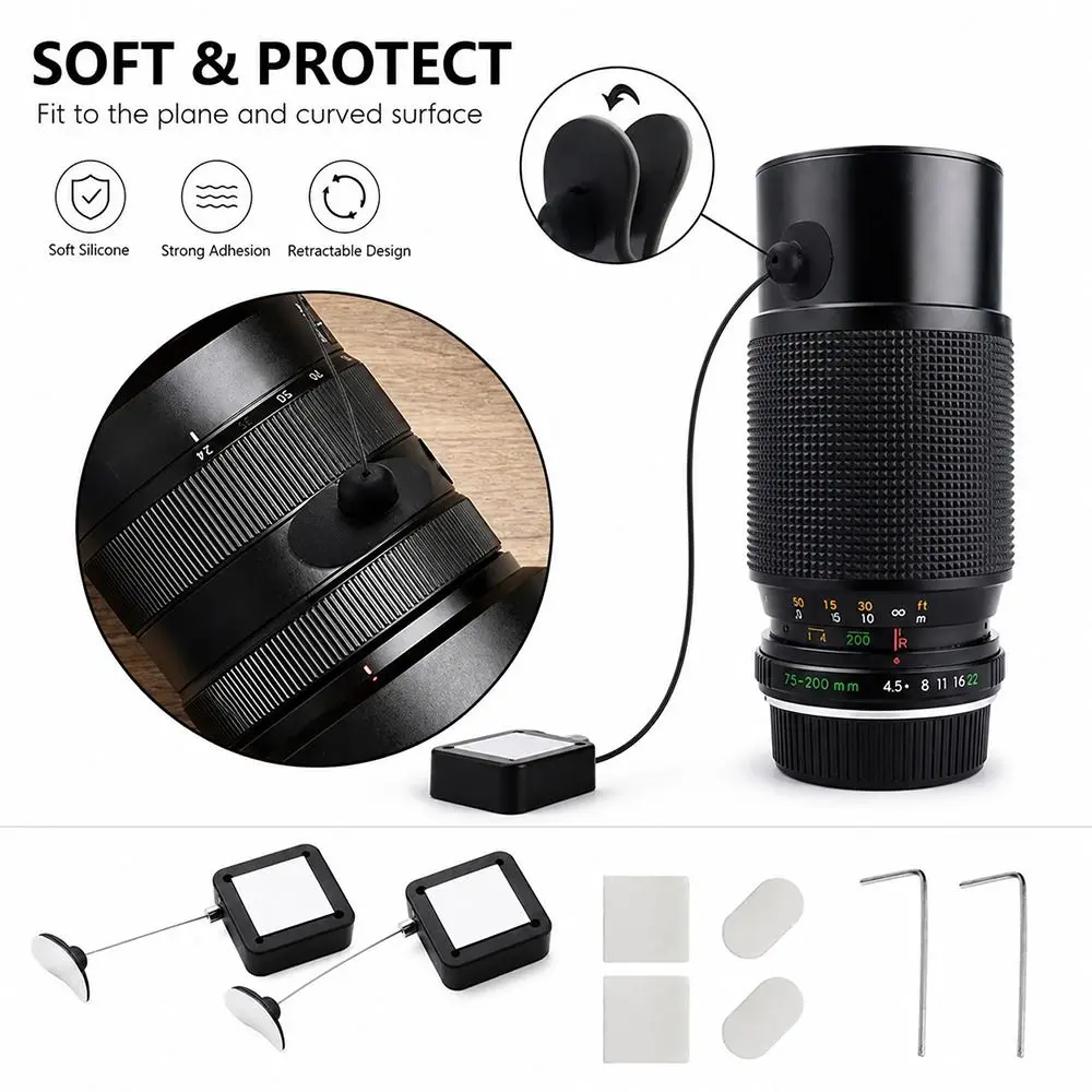 1/2Pcs 2M/6.6Ft Extendable Remote Control Anti-Lost Tether 0.9mm Steel Cable Dual Installation Methods Punch-Free Remote Lanyard