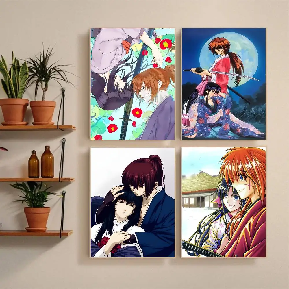Anime R-Rurouni Kenshin Trust  Betrayal Manga Poster Self-adhesive Art Waterproof Paper Sticker Coffee House Bar Room Wall Decor