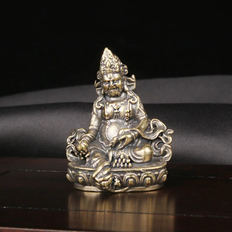 CH Brass Yellow God Of Wealth Tabletop Decoration Xizang Tantric Buddhism Statue Antique Bronze Ware For Worshipping Gods