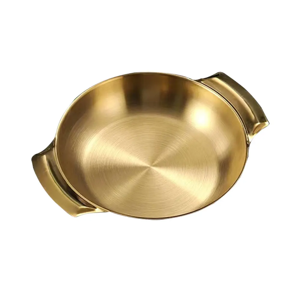 

Stainless Steel Pot Food Serving Kitchen Cooking Container Supplies Bakeware Multi-use Double Handle