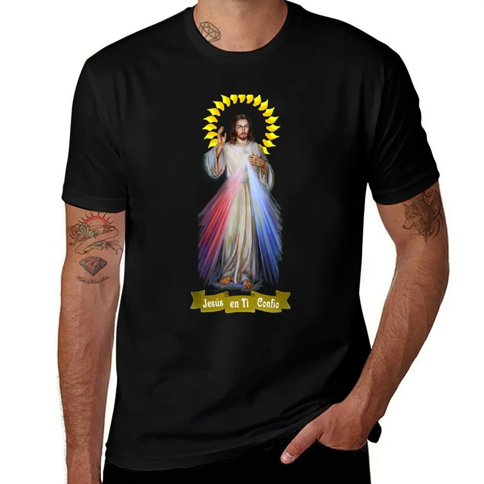 

for t Spanish shirt custom for man Divina man Misericordia print T-Shirt t g men t shirts printed shirts T-Shirt Jesus