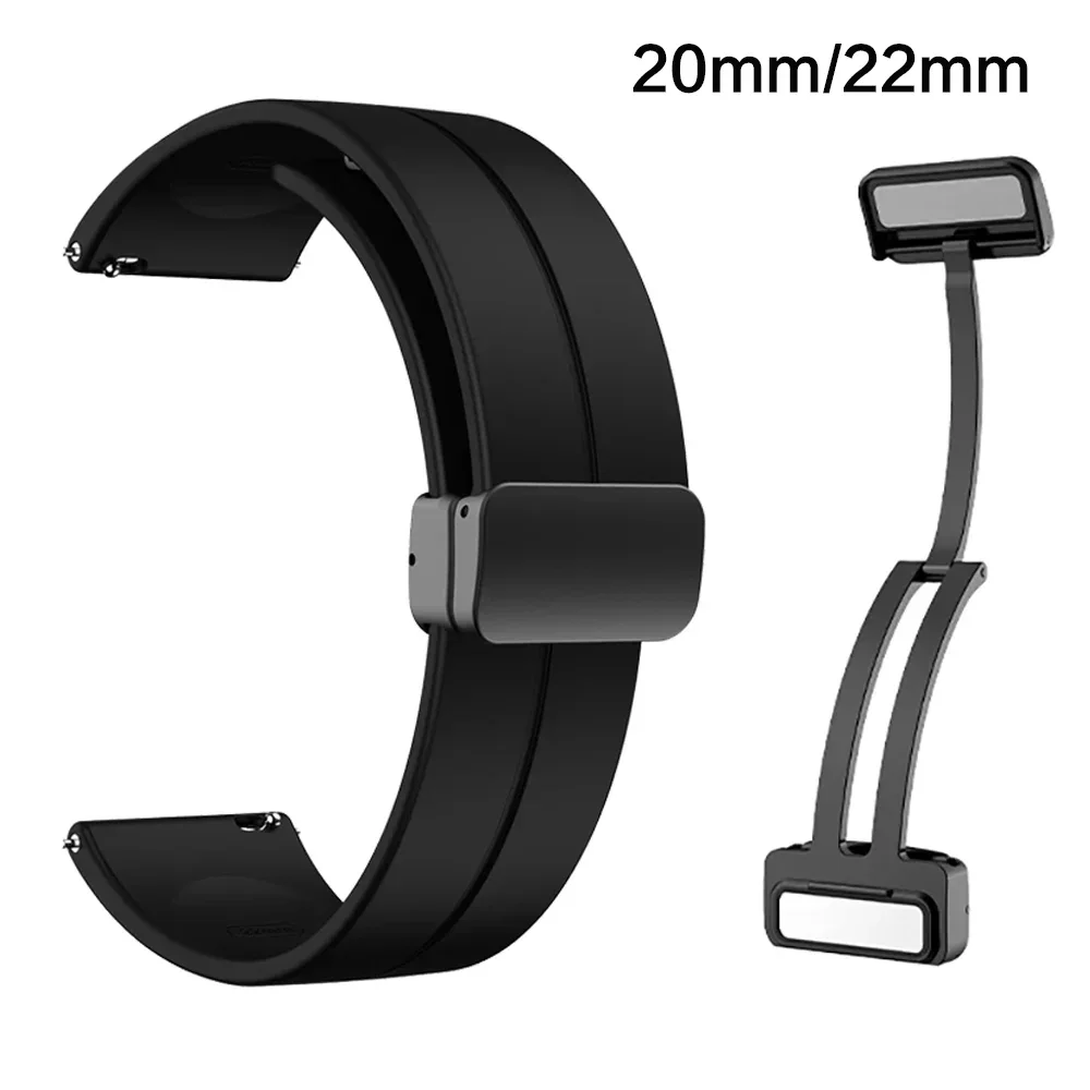 Bracelet de 20mm 22mm pour Samsung Galaxy watch 4/5 pro/classique/gear s3/active 2, boucle magnétique de Sport en Silicone, Huawei GT 2 2e 3 bandes