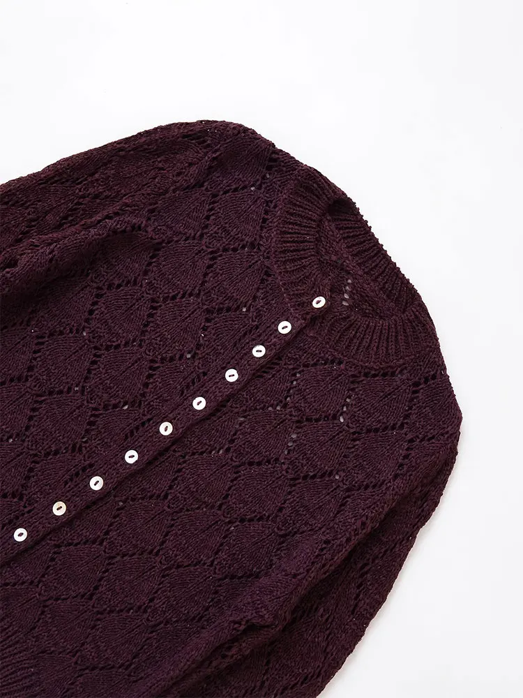 TFAFXY 2025 Damski Kardigan Dzianinowy Nowa Moda Swetry z Siateczki Płaszcz Damski Casual Elegancki Jednorzędowy Płaszcz ﻿ ﻿ ﻿ ﻿