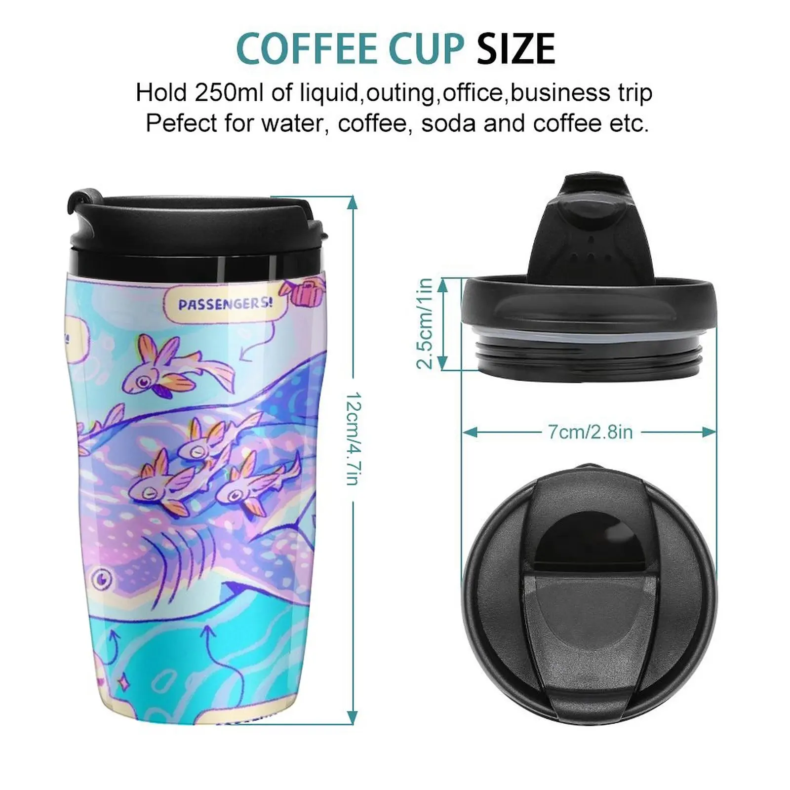 New Whale Shark Anatomy Travel Coffee Mug Cup Coffee Set Espresso Shot Latte Cup