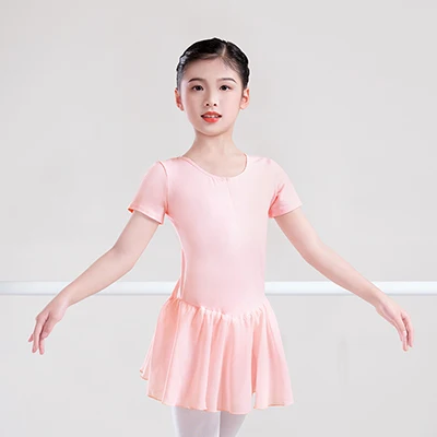Ballet Jurk Gymnastiek Maillots voor Meisjes Kinderen Korte Mouw Ballet Chiffon Begrenste Maillots Strik Dancewear Ballet Body