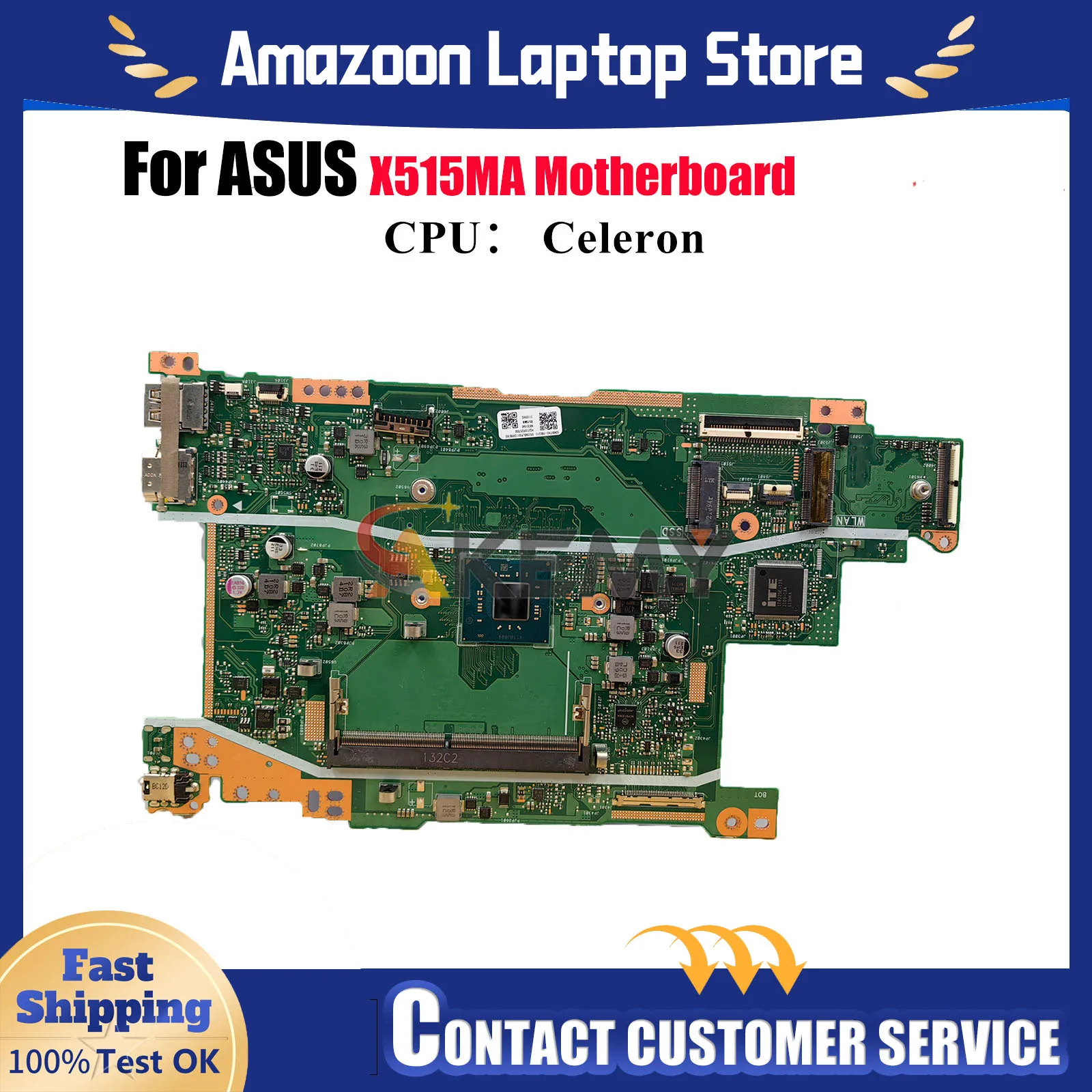 

X515MA Laptop Motherboard For ASUS VivoBook X515M X515MA Notebook Mainboard With Celeron CPU 100% tests OK fast shipping stk