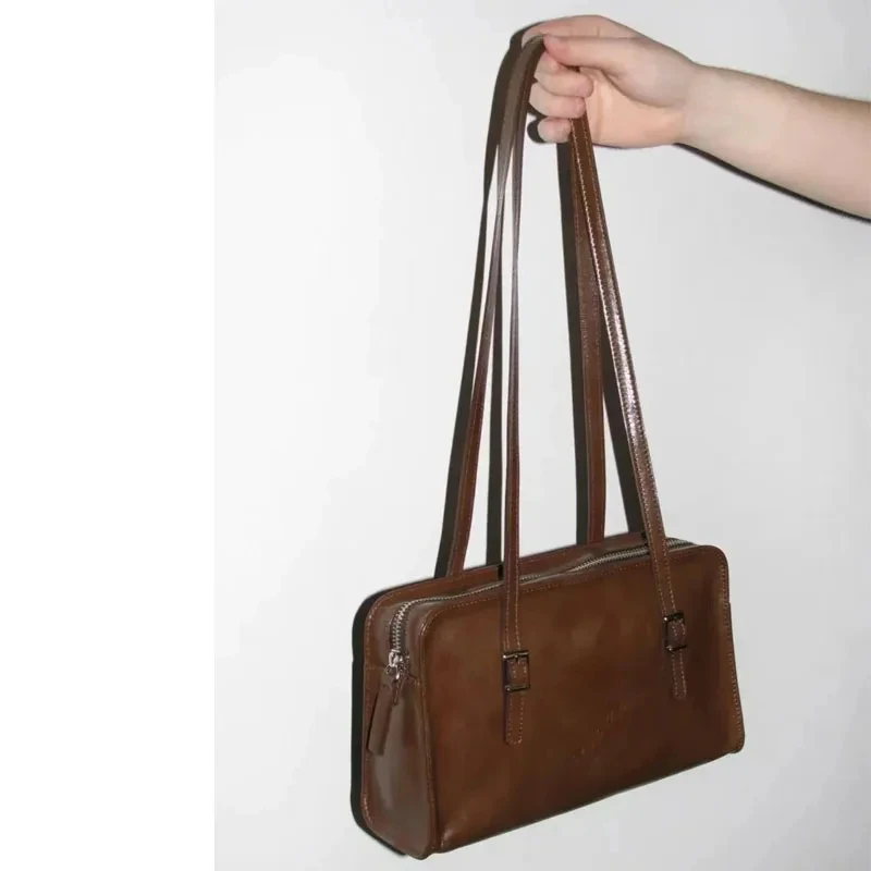 Single Shoulder Tote Bag, Oil Wax Cowhide Women's Bag  Tote Bags for Women