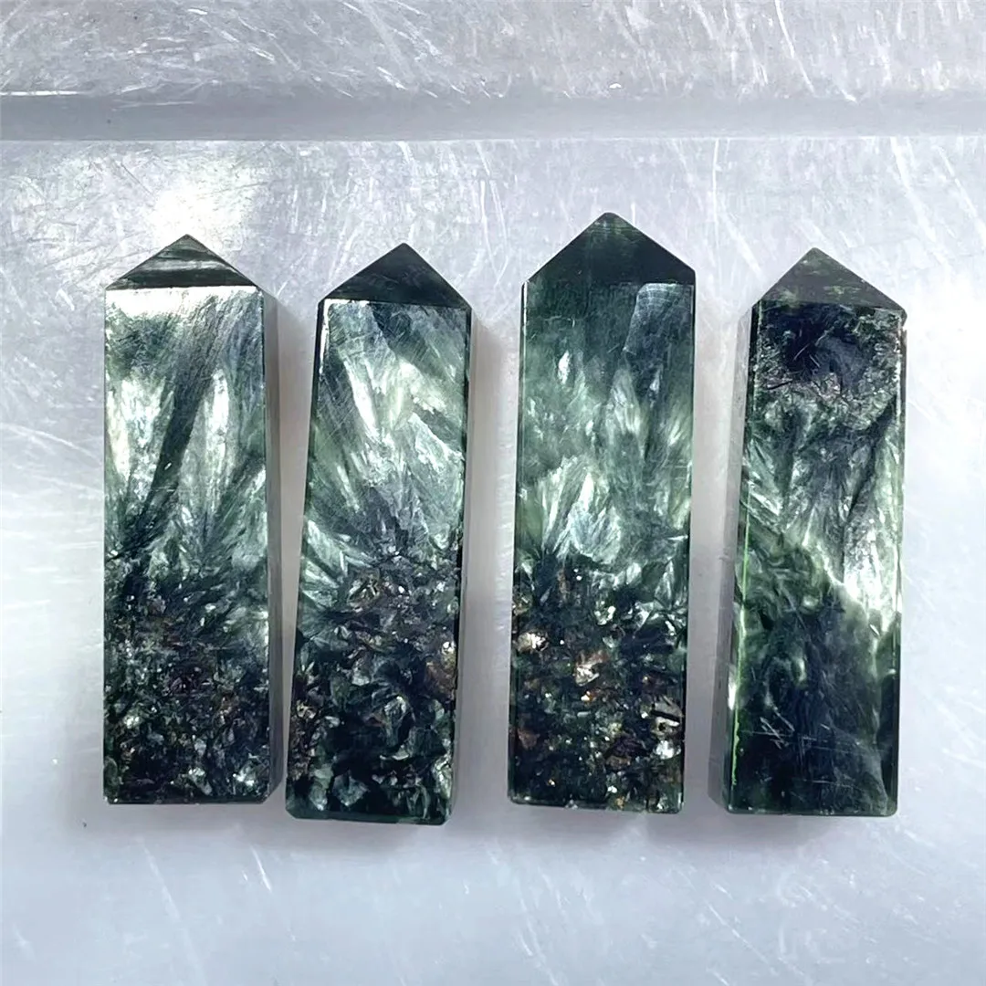 4-5cm New Products High Quality Seraphinite Natural Quartz Green Gemstones Mineral Crystal Point Reiki Jewelry Decoration