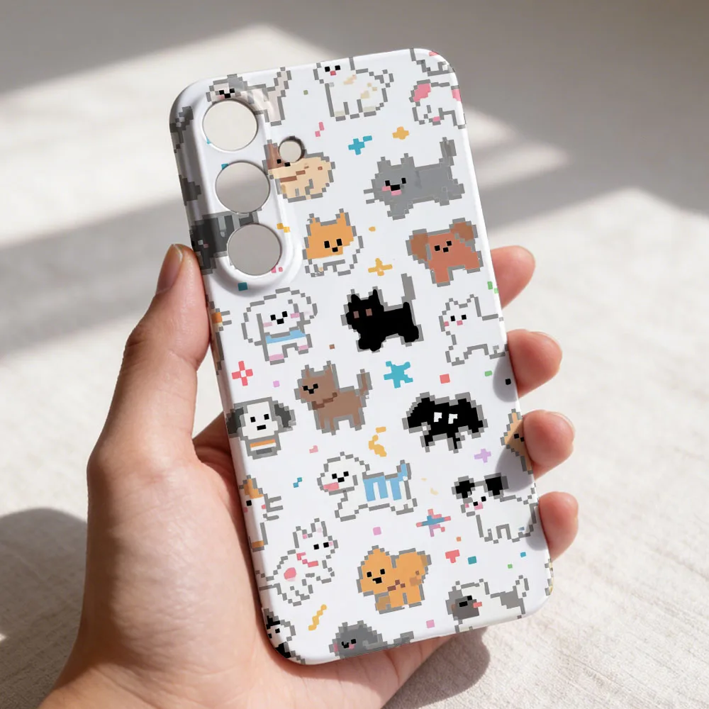 Phone Case For Samsung A55 54 53 52 71 73 12 13 14 15 16 17 23 25 26 32 34 35 36 Cute Mosaic Dog Pattern Hard PC Cover