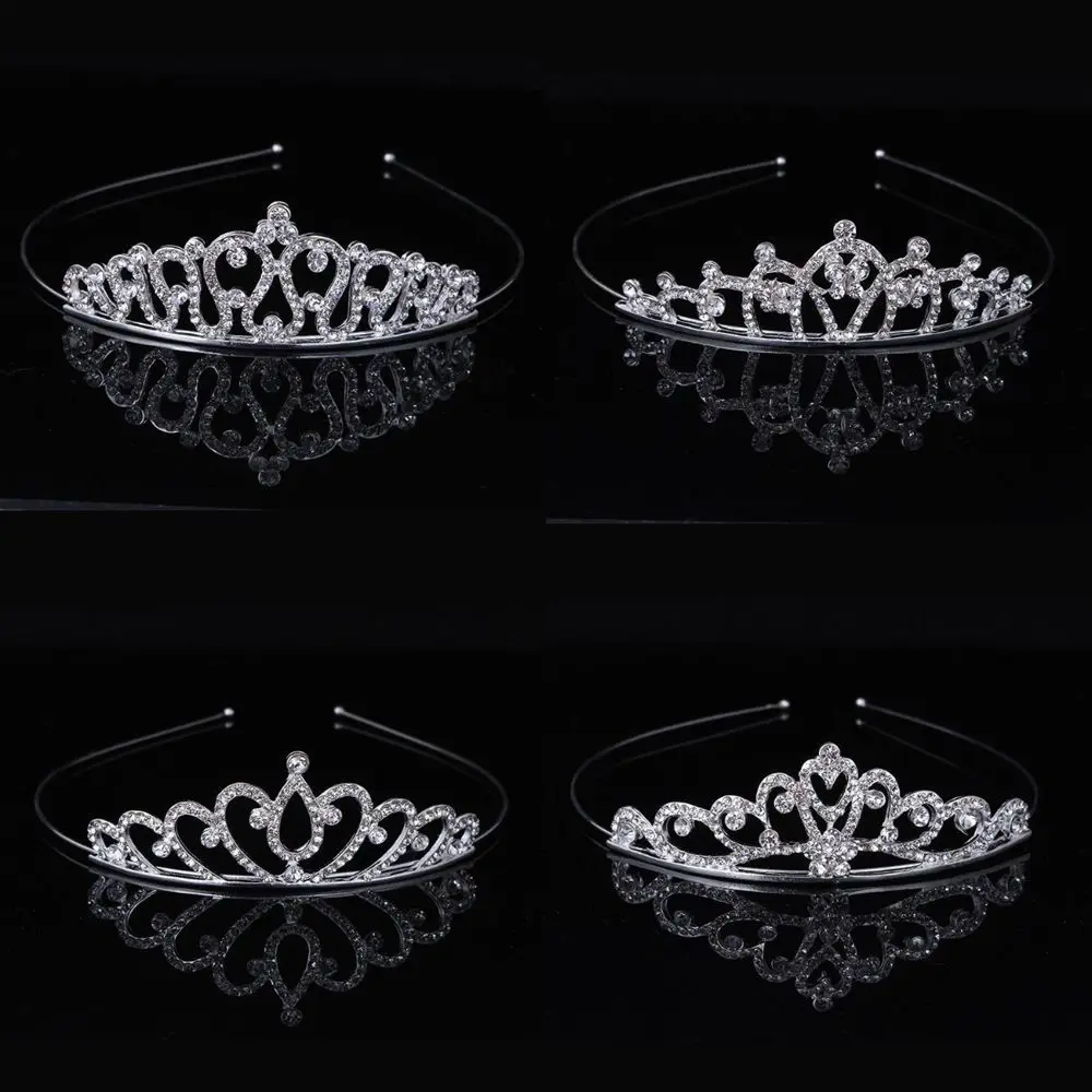 Tiaras y coronas para niños y niñas, diadema nupcial, corona de cristal, accesorios para fiesta de boda, adornos de joyería para el cabello, tocado