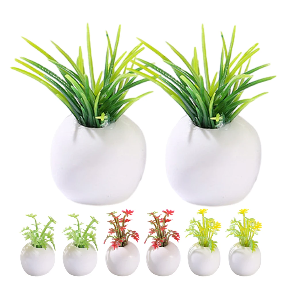 

8 Pcs Potted Succulents Miniature House Accessories Decorate Dollhouse Bonsai Fake Resin