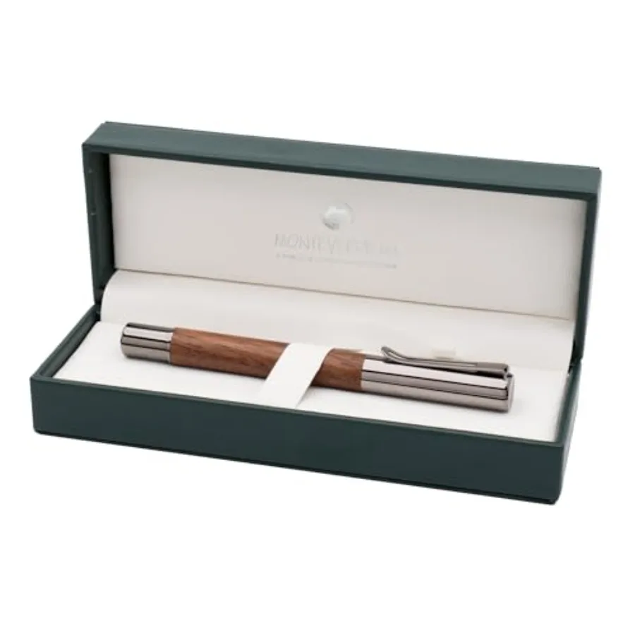 

USA Ritma Fountain Pen Walnut Fine Nib Free Ink Bottle Converter and Cartridges German JoWo Nib Premium Gift Fountain Pen