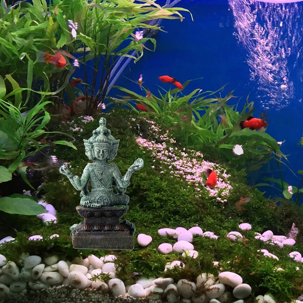 

Aquarium Buddha Ornament Resin Fish Tank Decor Shrimp Hideout Spawn Cave Habitat for Fish Breeding Home Office Tabletop