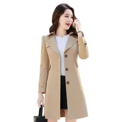 Trench autunno-primavera Trench monopetto sottile Trench da donna Trench lungo da donna Giacche a vento Plus Size Soprabito Femmino