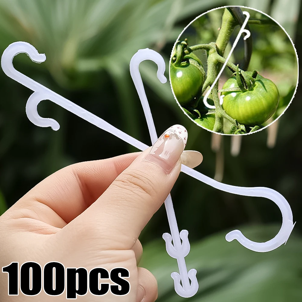 

Plant Tomato Support J Shaped Hooks Reusable Vegetable Plants Fruit Trellis Vines Fixed Buckle White Hooks for Gardening Supply