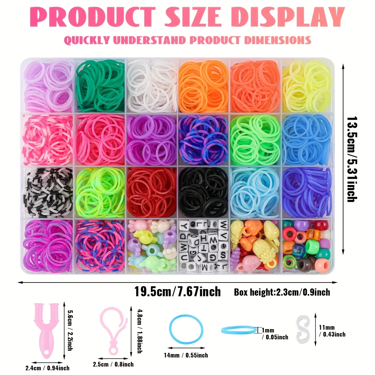 New DIY Rubber Bands for Bracelets Kit, Equipped with Various Keychains, Crochet Hooks Loom Band, Toys Fo Girls  Beads Set