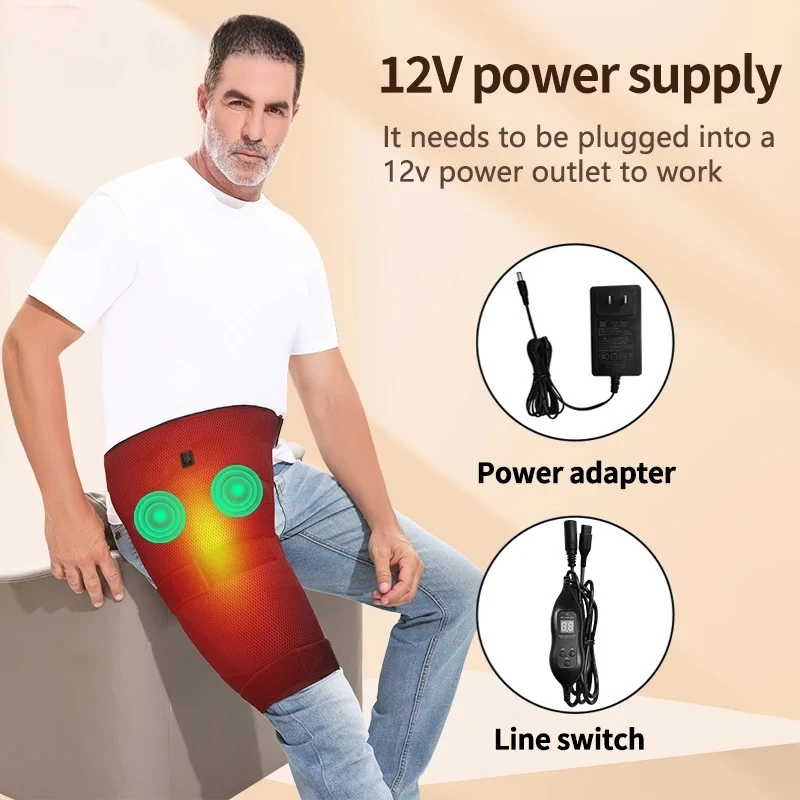 Heating Hip Wrap with Vibration Massager Electric Heated Hip Support Brace for Lower Back / Thigh / Buttock Pain Relief
