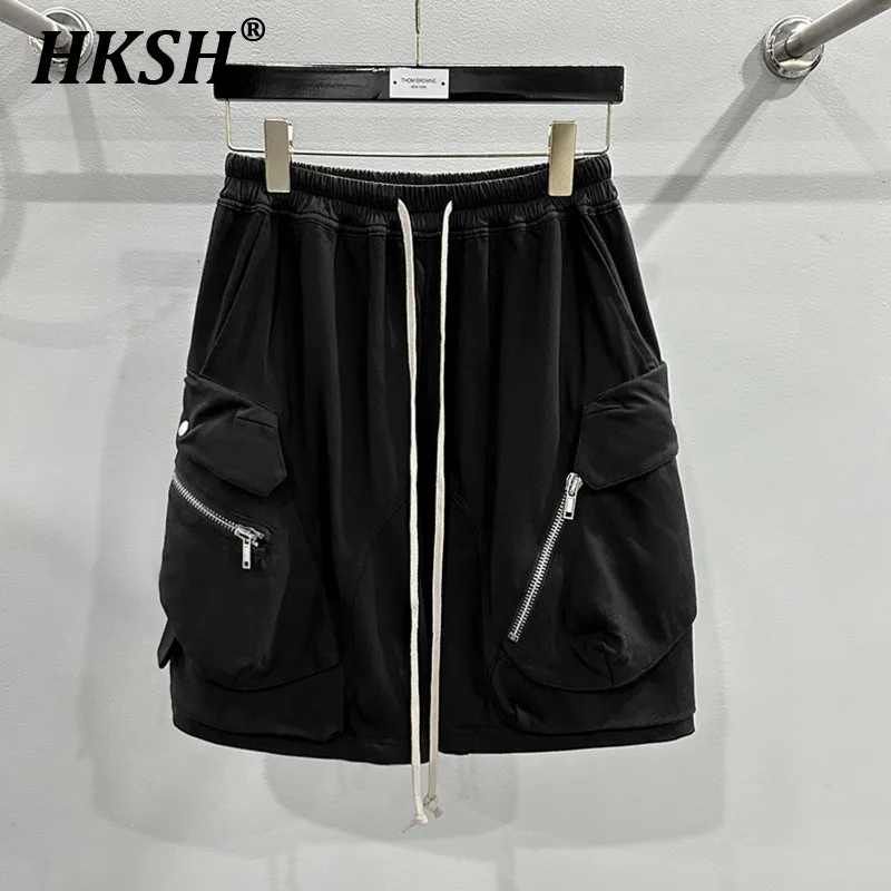 

HKSH Summer New Men's Tide Dark RO Style Shorts Youth Large Pocket Zipper Design Capris Techwear Casual Half Length Pants HK1964