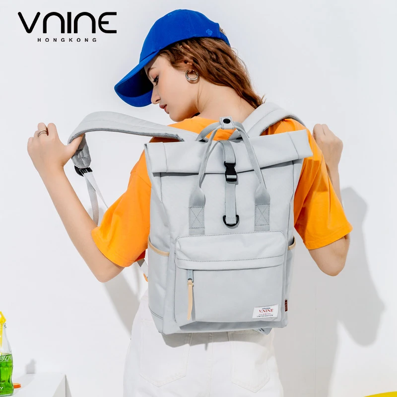 VNINE-mochila de lona japonesa y coreana para parejas, morral femenino para estudiantes universitarios