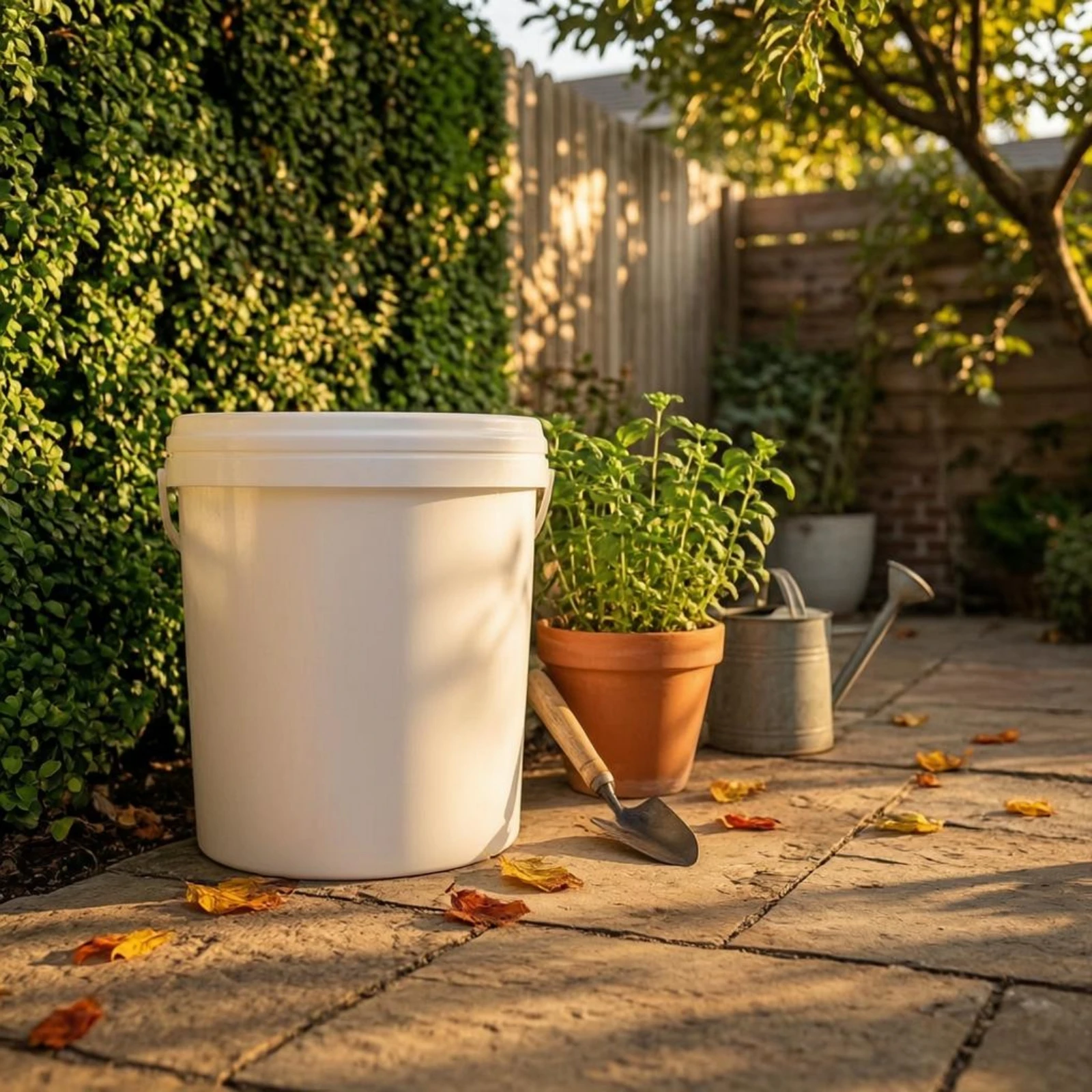 Picture 7: Round Pail with Lid White 25 L Pail Plastic Tub Cylindrical Reusable