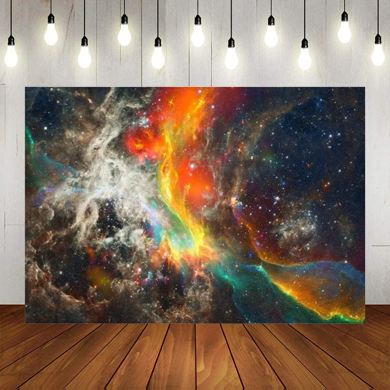 Nebula Backdrop Aerospace Starry Sky Photography Background Universe Galaxy Cosmos Milky Way Fiction Photo Props Banner