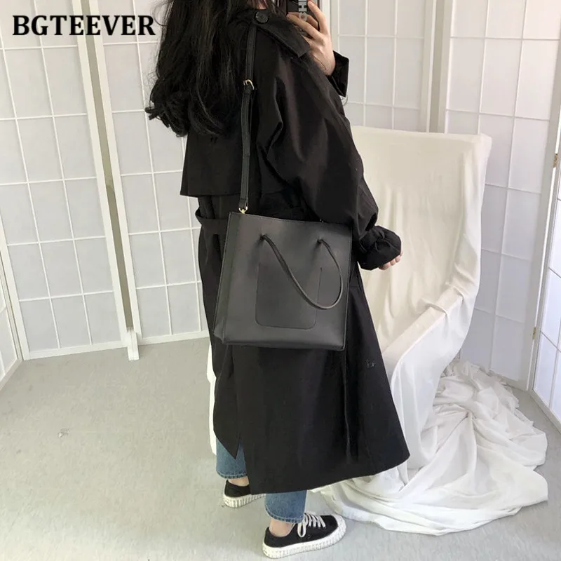 BGTEEVER Autumn Winter Loose Double Breasted Women Long Trench Coats Vintage Full Sleeve Belted Ladies Overcoats