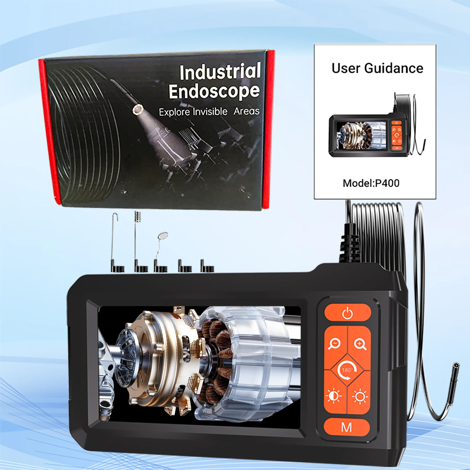 المنظار الصناعي 8 مللي متر 1080P HD 4.3 بوصة LCD كاميرا فحص Borescope الرقمية IP67 كاميرا ثعبان مقاومة للماء مع 8 مصابيح LED