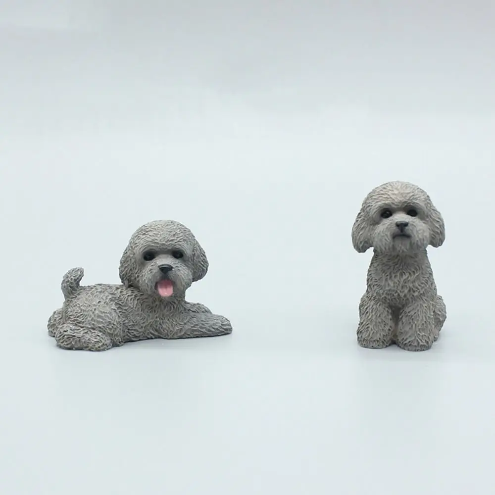 Simulation Poodle Dog Figures Resin Crafts Miniature Figurine Mini Animal Ornament Kawaii Desktop Decoration Dog Action Figures