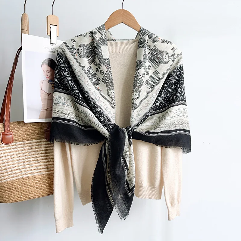 130*130cm Bohe Style Printed Women Square Scarf Large Breathable Travel Beach Shawl Foulard Femme Echarpe Bandana Wraps