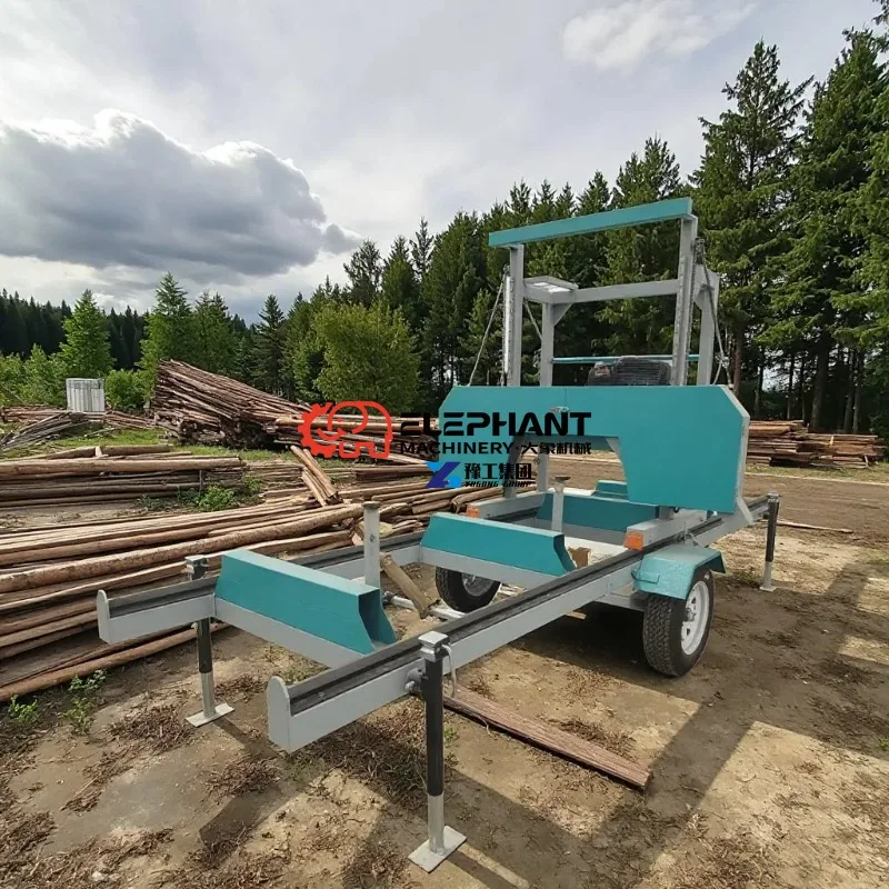Log Bandsaw Mill Equipped with Trailer Portable Timber Cutting Machine Mobile Forestry Wood Processing Sawmill Equipment