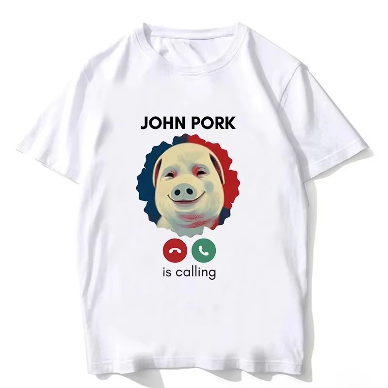John Pork ruft an – Anruf annehmen – Damen-Humor – Lustiges Schweineliebhaber-Grafik-T-Shirt – Harajuku-Ärmel – Lässige Ästhetische Kleidung