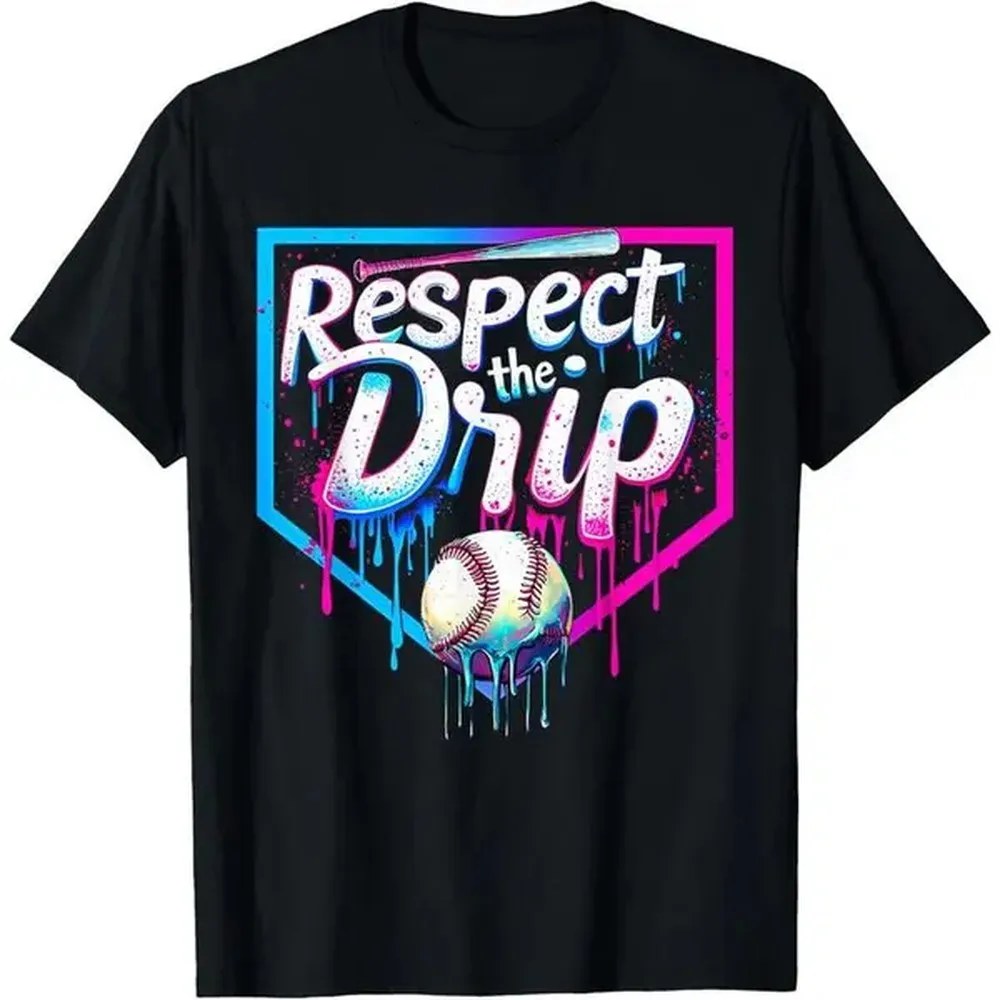 100% Cotton 100% Cotton Baseball Drip For Ice Cream Drip Youth Baseball T-Shirt Golf Gift T-Shirt For Men And Women